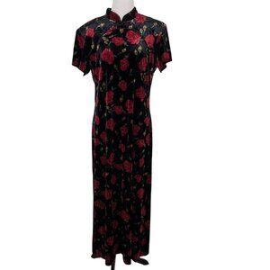 Vintage Sheri Martin Floral Maxi Dress Womens Size Medium/16 Velvet Rose Witchy